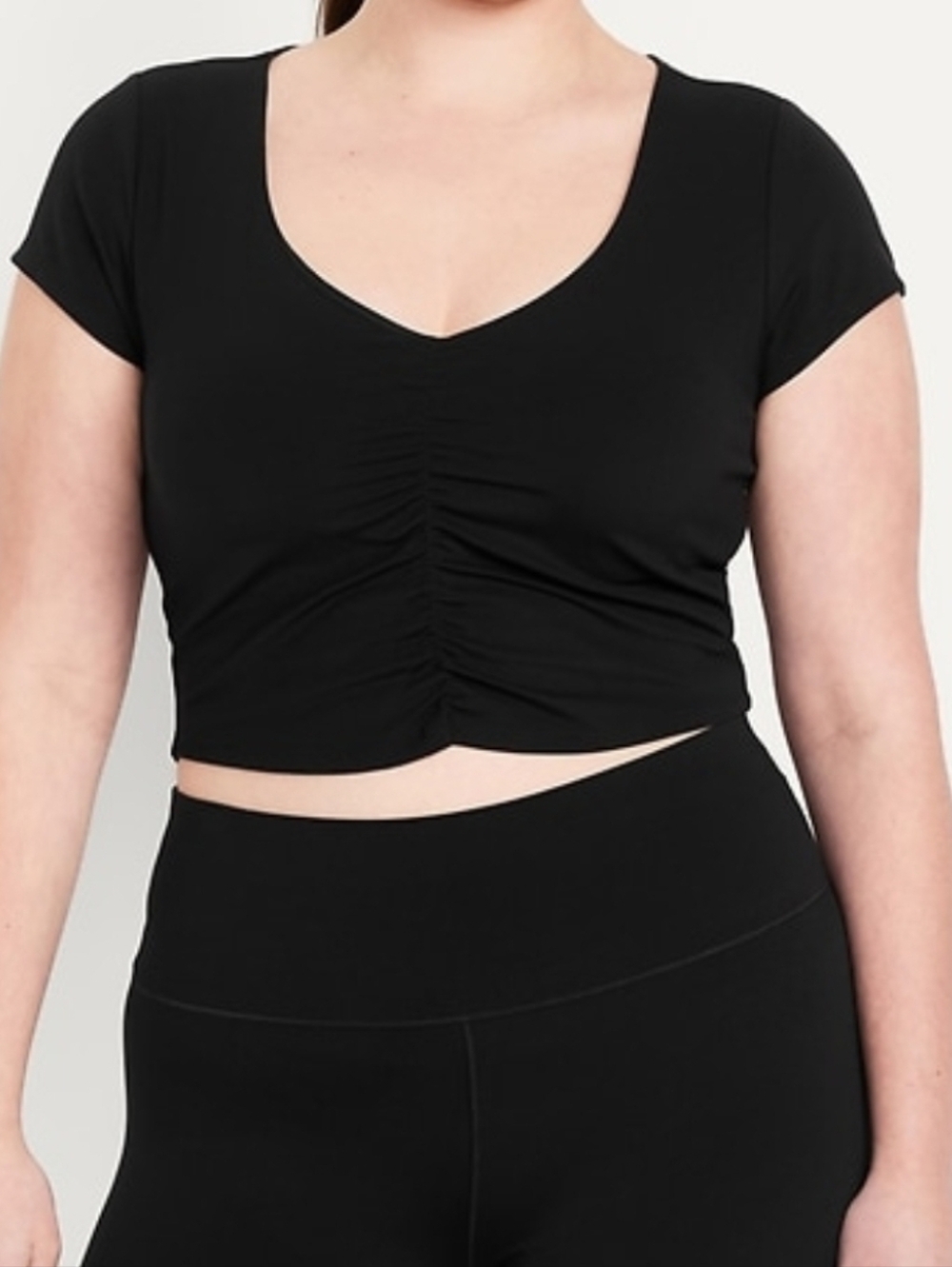 Old Nacy Studiosmooth Black Ruched Crop Top